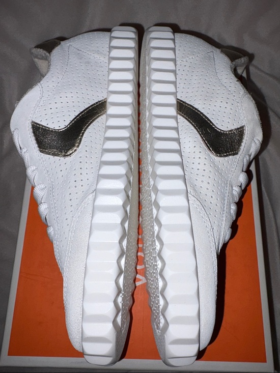 NWT VOILE BLANCHE INES Mesh 2 Leather And Suede Sneakers White-Platinum - Picture 14 of 16